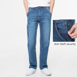 42 44 46 48 Grande tamanho masculina solta jeans jeans outono e inverno roupas de alta qualidade anti-roubo zíper bolso jeans