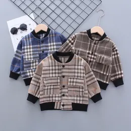 Spring Active Onesterwear Płaszcze Toddler Dzieci Dziewczyny Plaid Kurtka Bombowiec Niemowląt Baby Boy Kurtka Dzieci Odzież LJ201124