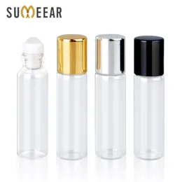 50Pieces / lot 5ml 미니 유리 향수 병 빈 화장품 에센셜 오일 여행 강철 공 병