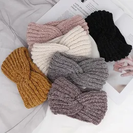 New Women Wide Hairband Knitted Velvet Headband Turban Warm Ear Warmer Hairband Women Winter Hair Accessories Bandanas