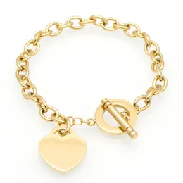 Women stainless steel bracelets with letter PLEASE RETURN TO Heart gold silver OT chains Pulsera Fashion T jewelry style