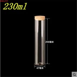 47*200mm 230ml Glass Bottles Vials Jars Test Tube With Cork Stopper Empty Transparent Clear 6pcs/lothigh qualtity