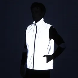 Мужские куртки 2024 Голографический рефлексивный жилет мужской ночной свет безопасное покрытие рукавочного рукавочного рукавочного пиджа