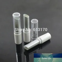 Neuankömmling 4g Lippenbalsamtuben, leere Lippenstifttube, weiße + silberne Tube, transparente Kappe, DIY-Lipgloss-Verpackungsbehälter