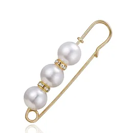 Pins, Brooches Chic Pearl Rhinestone Brooch Elegant Female Dress Clips Sweater Shawl Jewelry Accessories Fashion All-match Pins Gifts