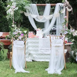 パーティーの装飾の結婚式の椅子の後ろのガーゼのステージ装飾的な背景Pagagry高密度ネットベールの供給白い糸