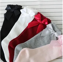 Baby Girls Socks Knee High Princess Socks With Bows Girl Cute Baby Skarpet Bawełniane długie rurki Bow Bow Socks 3Pair/6pcs