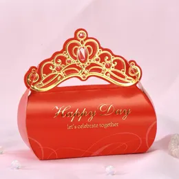 Gift Wrap Big Red Pink Wedding Candy Box Happy Day Paper Sweet For Gäster Baby Födelsedagsfest Lådor 50st
