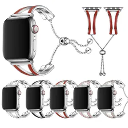 سوار ساعة من الفولاذ المقاوم للصدأ الفضي لسلسلة Apple Watch 12345678SE Smart Band Straps استبدال الملحقات وأساور المعصم