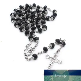 Crystal Prayer Beads Cross Pendant Necklace Catholic Saints' Prayer Jewelry Gifts