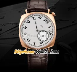 40mm histórias americanas 1921 82035 relógio automático de mens 82035 / 000R-9359 discar branco rosa ouro caso marrom pulseira de couro relógios watch_zone wzvc