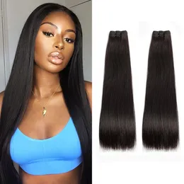 Double Drawn Brazilian Human Hair Weave Bundles 12A Bone Straight Unprocessed Raw Virgin Hair Natural Color