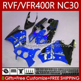 Fairings Kit For HONDA VFR400 R RVF400R NC30 V4 1989 1990 1991 1992 1993 Black blue 79No.106 RVF VFR 400 RVF400 R 400RR VFR 400R VFR400RR 89-93 VFR400R 89 90 91 92 93 Body