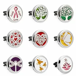 Butterfly Tree of Life Essential Oil Bil Perfume Diffuser Locket Vent Clip Pendant Magnetisk Slumpmässig Skicka 10 sts oljekuddar som gåva