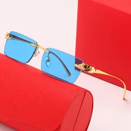 デザイナーサングラスリムレススクエアクラシックパーソナリティブラス6色ゴールドシルバーメンサングラスサンシェード眼鏡サングラス眼鏡女性女性