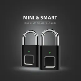 Mini Unlock Ricaricabile Smart Lock Senza chiave Blocco impronte digitali Antifurto Lucchetto di sicurezza Porta Bagagli Serratura piccola scatola Y200407