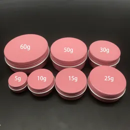 5g 10g 15g 25g 30g 50g 60g garrafas de alumínio Jars rosa recarregáveis ​​Lipgloss recipientes cosméticos Creme Loção metal frete grátis