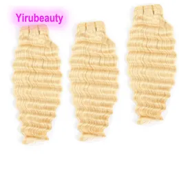 Yirubeauty 10バンドルマレーシアの人間の髪のエクステンションブロンドディープカーリーウェーブ10個10-30インチ95-100g/ピース613＃