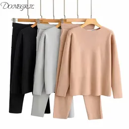 Donne Hit Color maglione lavorato a maglia Tops + Pantaloni Tute 2 pezzi Set Casual Patchwork maglieria Cothing Tute T200825