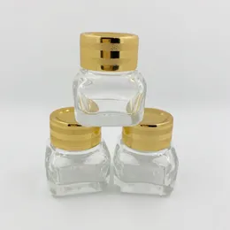 Clear / âmbar frascos de cosméticos 15g frascos de vidro com ouro tampas de plástico liner PP interior para loções bálsamo rosto mão creme de LIP