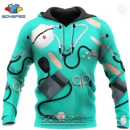 SONSPEE Cosplay Nurse Doctor 3D Print Long Sleeve Men's Hoodie Casual Funny Anime Men Medical Jacket Coat Tops Sweatshirt 201020