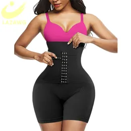 LAZAWG Butt Lifter body shaper firm belly control Shapewear High Waist Shorts Mid Thigh Slimmer Girdle Panties with Hook 201222