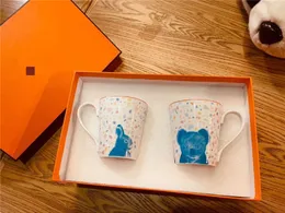 Lyxig handmålade skyltar muggar Par koppar Kaffekopp Teacup Högkvalitativ benkista med presentförpackning för familjesamlingar Party Dinner Festival Gift 2022