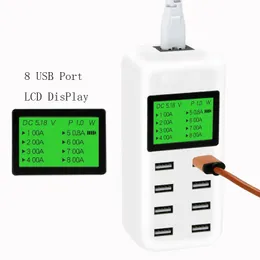 FreeShipping 2pcs 8 Port Smart USB Charger Hub with LCD 40W Multi-Port USB Charging Station USB Wall Travel Charger for Smartphone Tablets