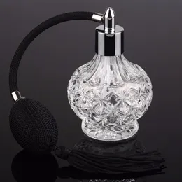 Vintage Crystal Perfume Bottle 80ml Black Long Bulb Spray Atomizer Lady Gift 201013