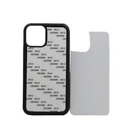 Factory Blank 2D Sublimation TPU PC Cell Phone Fodral för iPhone 12 11 Pro Max SE 8 8Plus X XR XS med aluminiuminsatser Mjukt vit transparent
