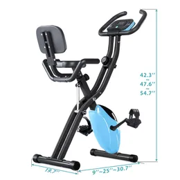 Exercise Indoor Cycling Bikes Fitness Upright and Recumbent X-Bike with 10-Level Adjustable Resistance Backrest Foldable Bike USA Stock