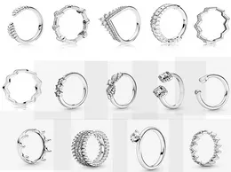 Designer de joias de prata 925 aliança de casamento miçangas em forma de pandora coroa trigo orelha aberta anel joias zircônia cúbica diamantes estilo europeu anéis aniversário presentes femininos