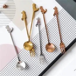 Stainless Steel Cat Spoons Mini Spoon for Coffee Tea Dessert Drink Mixing Cake Fruit Fork