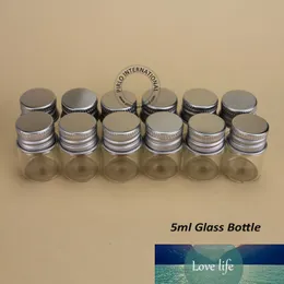 48PCS / 많은 도매 높은 품질 5ml의 유리 샘플 유리 병, 알루미늄 캡 여성 화장품 상자와 Protable 미니 유리 병