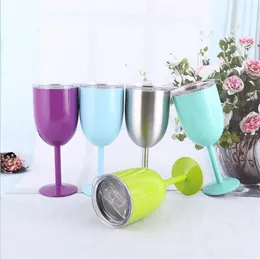 10oz goblets rostfritt stål dubbel vägg glas vin tumbler isolering vakuum cocktail glasögon med läckage läckage festival party cup