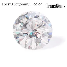 Transgems 5 ملم حجر فضفاض لمجوهرات راقية معادلة الوزن الماسي 0.5CT حبات صافية للمجوهرات صنع Y200620
