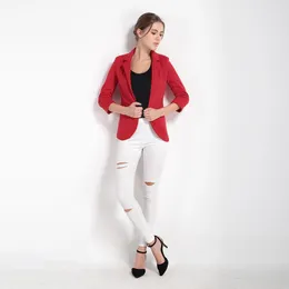 Kvinnors kostymer Blazers 2021 Höst Mode Kvinnor 7 färger Slim Fit Blazer Jackor Notched Tre Quarter Sleeve Coat1