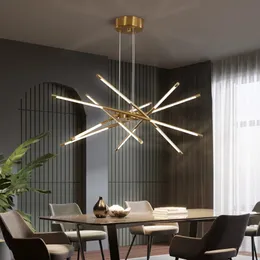 홈 거실에 대 한 노르딕 LED 샹들리에 램프 식사 침실 장식 현대적인 황금 로프트 빌라 매달려 LED 조명 조명