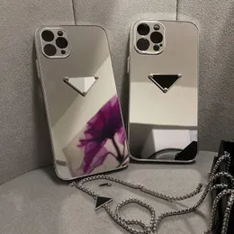 Luxurys Designers Cell Phone Fodral Läderfodral till iPhone 11 Pro Promax 12 Pro Promax 7p / 8p xr xsmax mini mode telefonfodral spegel