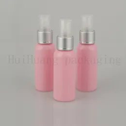 50pcs 50ml Empty Mist silver collar Spray Plastic Bottle,pink Cosmetic Sprayer Pump Bottle,Travel Size Container Packaging