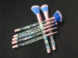 Makeupborstar 7 st/set transparent kristallborste med PVC Pouch Glitter Crystal Makeup Brush Set