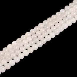 1Strand Lot 4 6 8 10 12 mm White Carnelian Agates Round Gem Beads Carnelian l￶sa p￤rlor f￶r smycken som g￶r DIY -halsband H Jllpdz