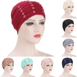 Kobiety Indie Kapelusz Muzułmanin Ruffle Draped Femme Cancer Chemo Beanie Turban Wrap Scarf Czapka Islamska głowa pokrywa Hair Loss Hats