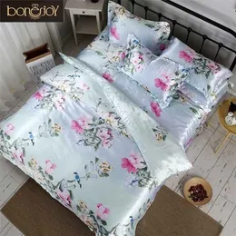 Bonenjoy Biancheria da letto in raso di seta Cina Set di biancheria da letto in seta Queen King Size Copripiumino stampato floreale Biancheria da letto matrimoniale Lenzuola estive LJ200819