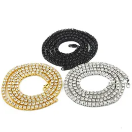 Hiphop bling kedjor smycken mens diamant halsband is ut tenniskedjan strass en rad halsband 18 tum-30 tum