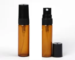 2022 NUOVO flacone spray in vetro ambrato da 5 ml 5 ml marrone vuoto Bottiglie di profumo ricaricabili nero Tappo in plastica