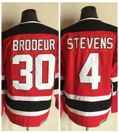 Vintage New Jersey 4 Scott Stevens 30 Martin Brodeur Hockey Maglie Mens Home Red Ed Shirts C Patch