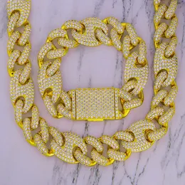 Män Kvinnor Hip Hopp Halsband 20mm Bredd 16-24Ink guld Silverfärger Färgglada CZ Stone Chains Halsband Armband för män Hip Hop Smycken