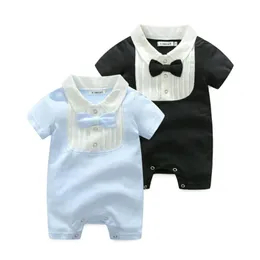 Baby pojkar kläder gentleman spädbarn romer bomull båge toddler tjejer jumpsuits nyfödd designer klättring kläder sommar baby kläder bt3983