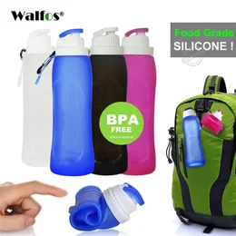 Walfos matkvalitet 500ml kreativ hopfällbar vikbar silikon dryck sportvattenflaska camping resa plast cykelflaska 201221